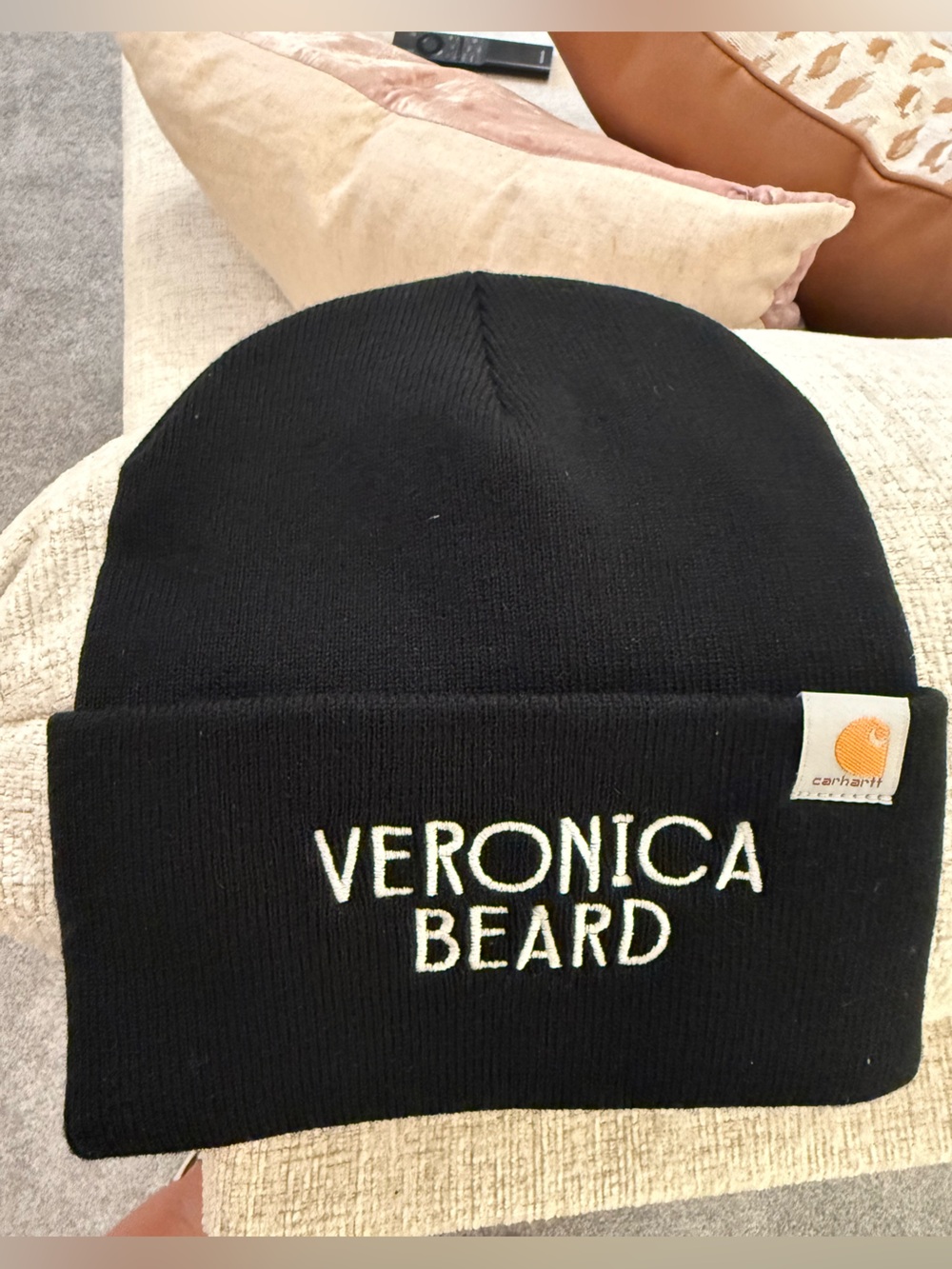 Veronica Beard x Carhartt black knit beanie, new without tags, one size